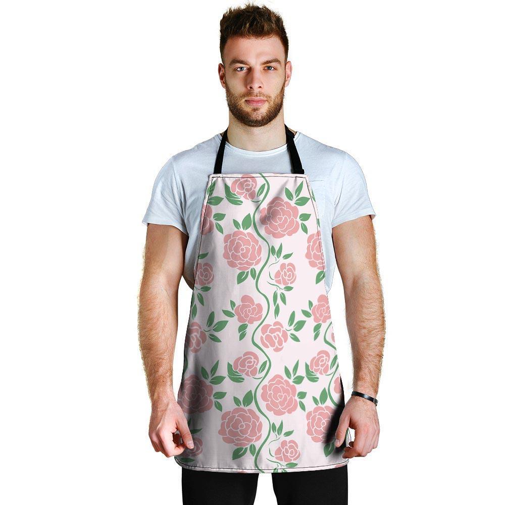 Pink Rose Flower Men's Apron-grizzshop