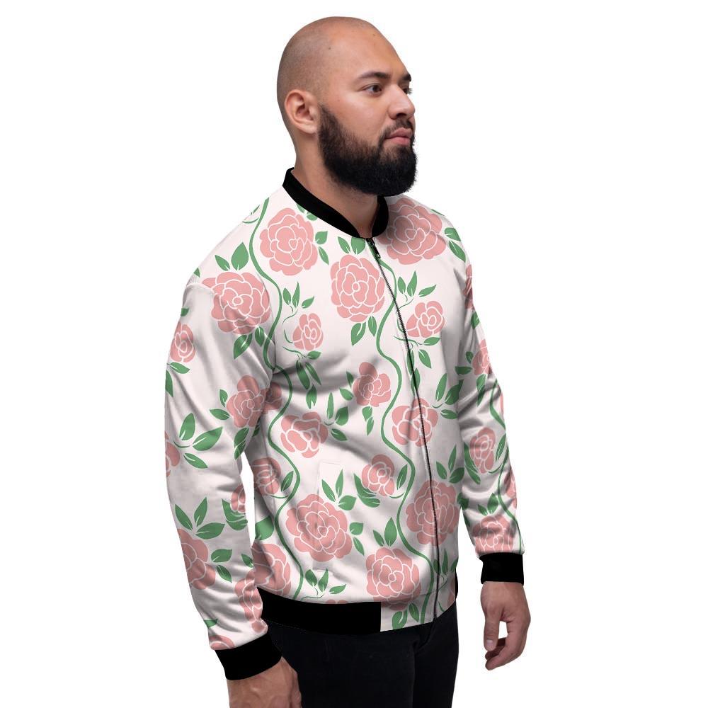 Pink Rose Flower Men's Bomber Jacket-grizzshop