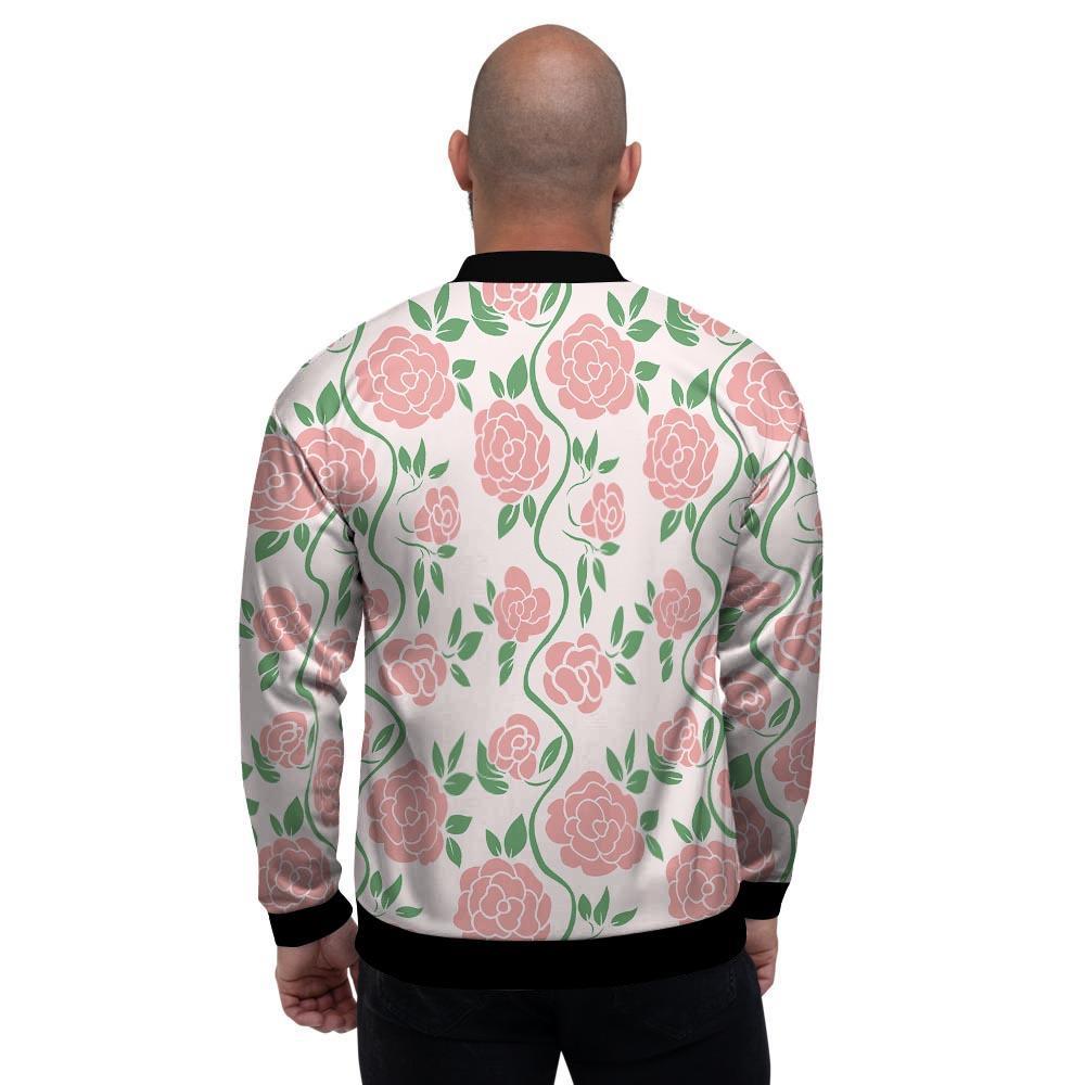 Pink Rose Flower Men's Bomber Jacket-grizzshop