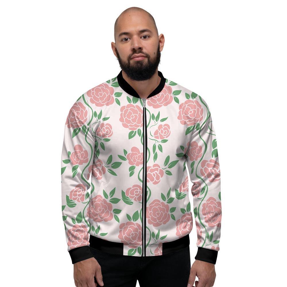 Pink Rose Flower Men's Bomber Jacket-grizzshop