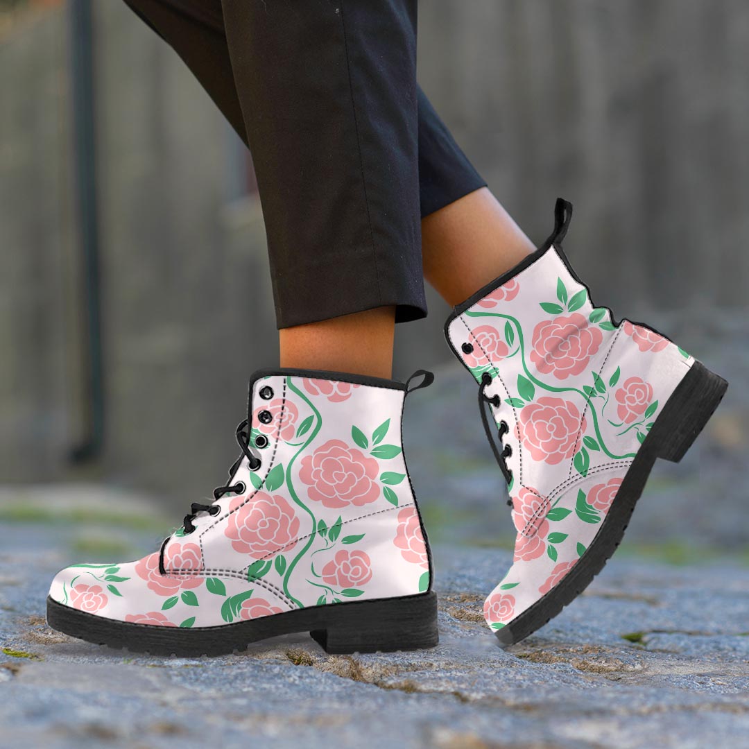 Pink Rose Flower Men's Boots-grizzshop