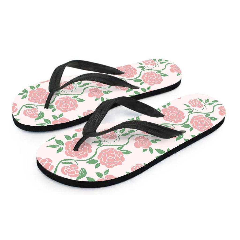 Pink Rose Flower Men's Flip Flops-grizzshop