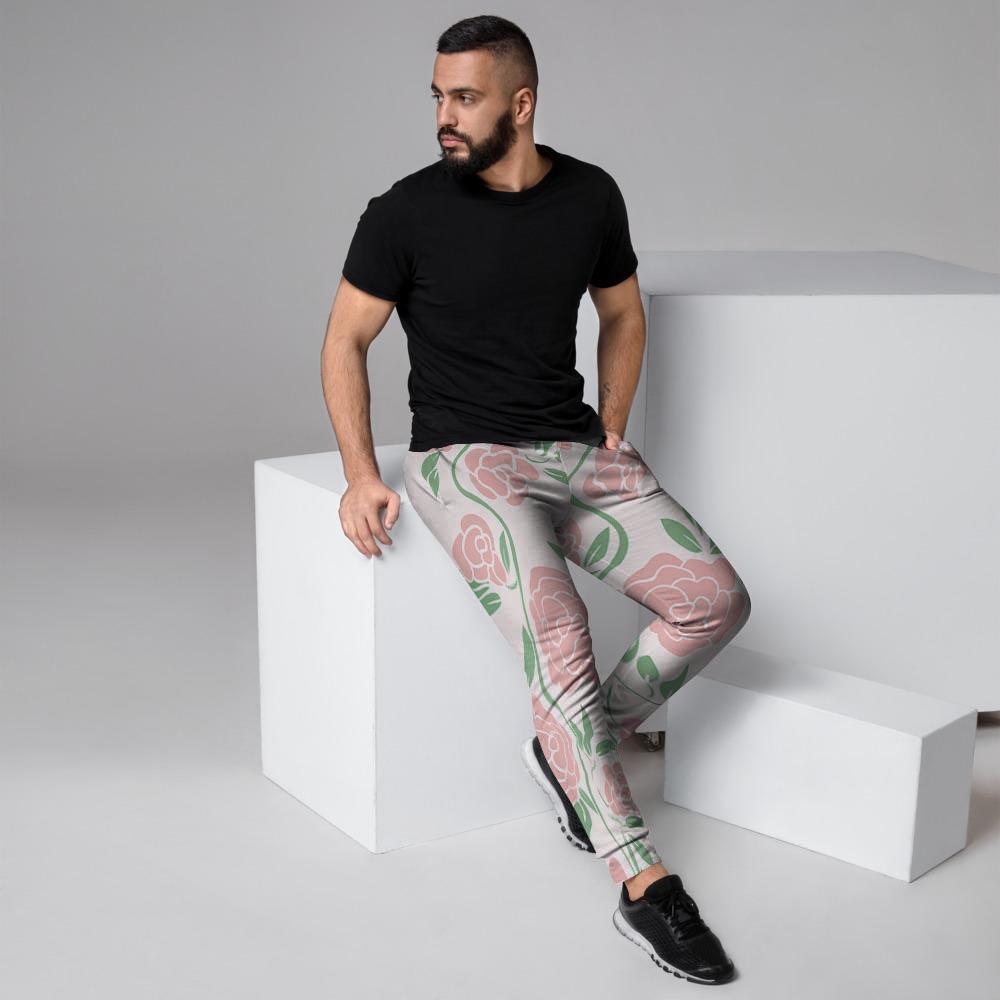 Pink Rose Flower Men's Joggers-grizzshop