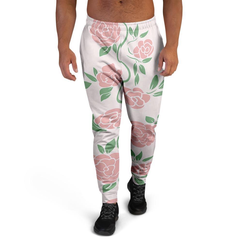 Pink Rose Flower Men's Joggers-grizzshop