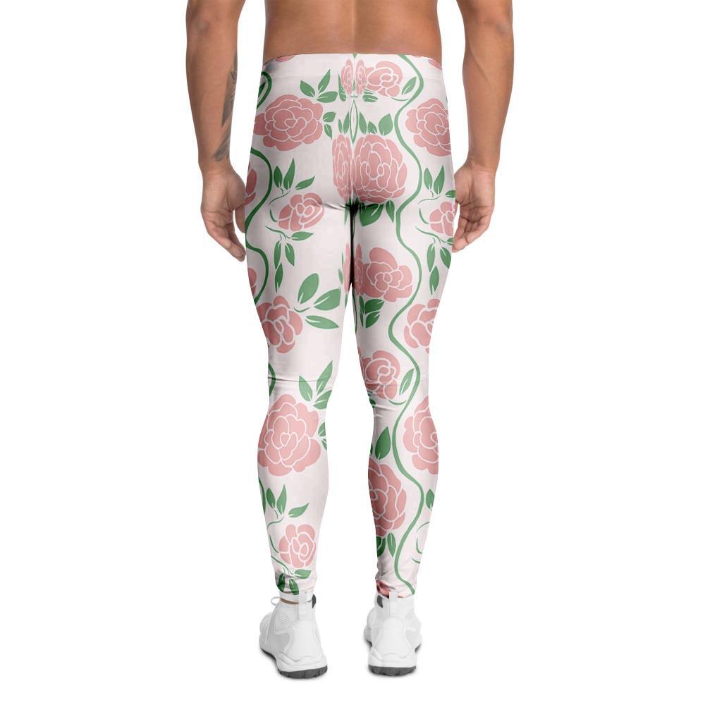 Pink Rose Flower Men's Leggings-grizzshop