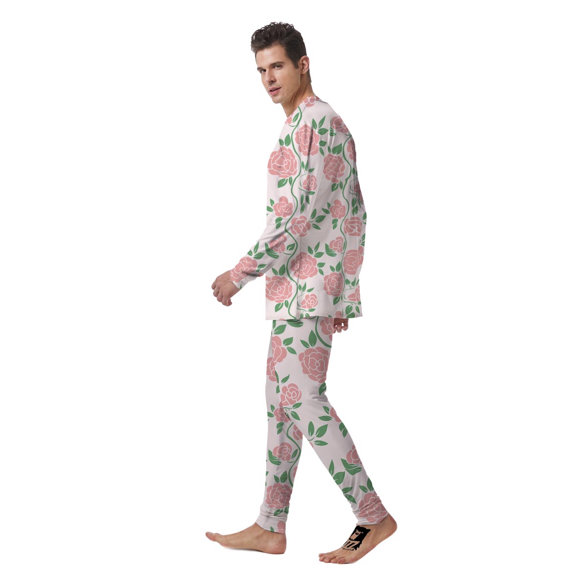 Pink Rose Flower Men's Pajamas-grizzshop