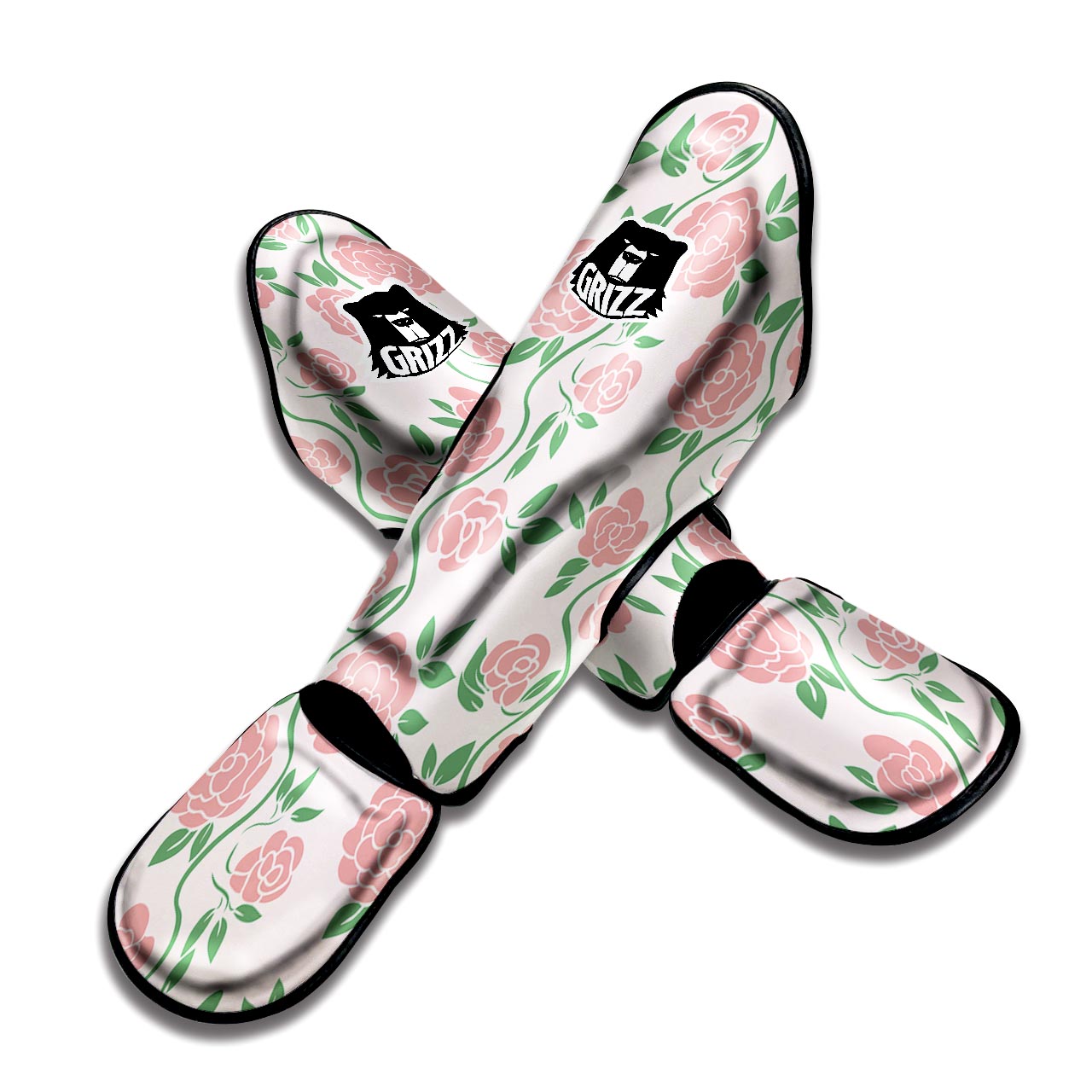 Pink Rose Flower Muay Thai Shin Guard-grizzshop