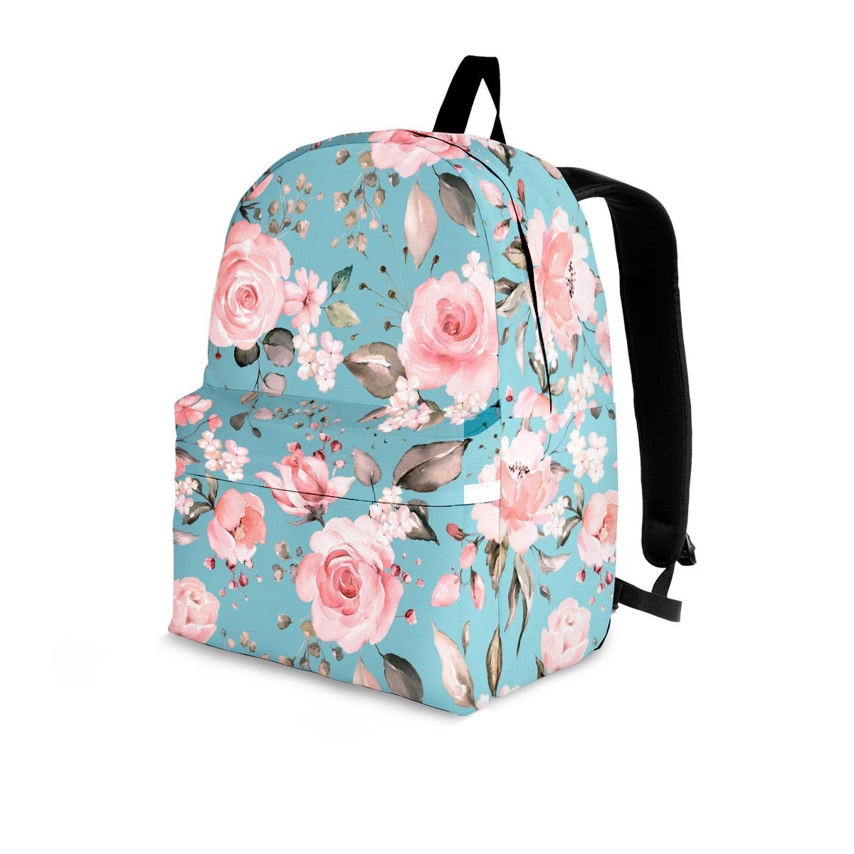 Pink Rose Flower Print Backpack-grizzshop