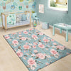 Pink Rose Flower Print Floor Mat-grizzshop