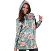 Pink Rose Flower Print Hoodie Dress-grizzshop