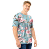 Pink Rose Flower Print Men T Shirt-grizzshop