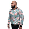 Pink Rose Flower Print Men's Bomber Jacket-grizzshop