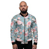 Pink Rose Flower Print Men's Bomber Jacket-grizzshop