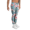 Pink Rose Flower Print Men's Leggings-grizzshop