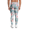 Pink Rose Flower Print Men's Leggings-grizzshop