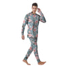 Pink Rose Flower Print Men's Pajamas-grizzshop