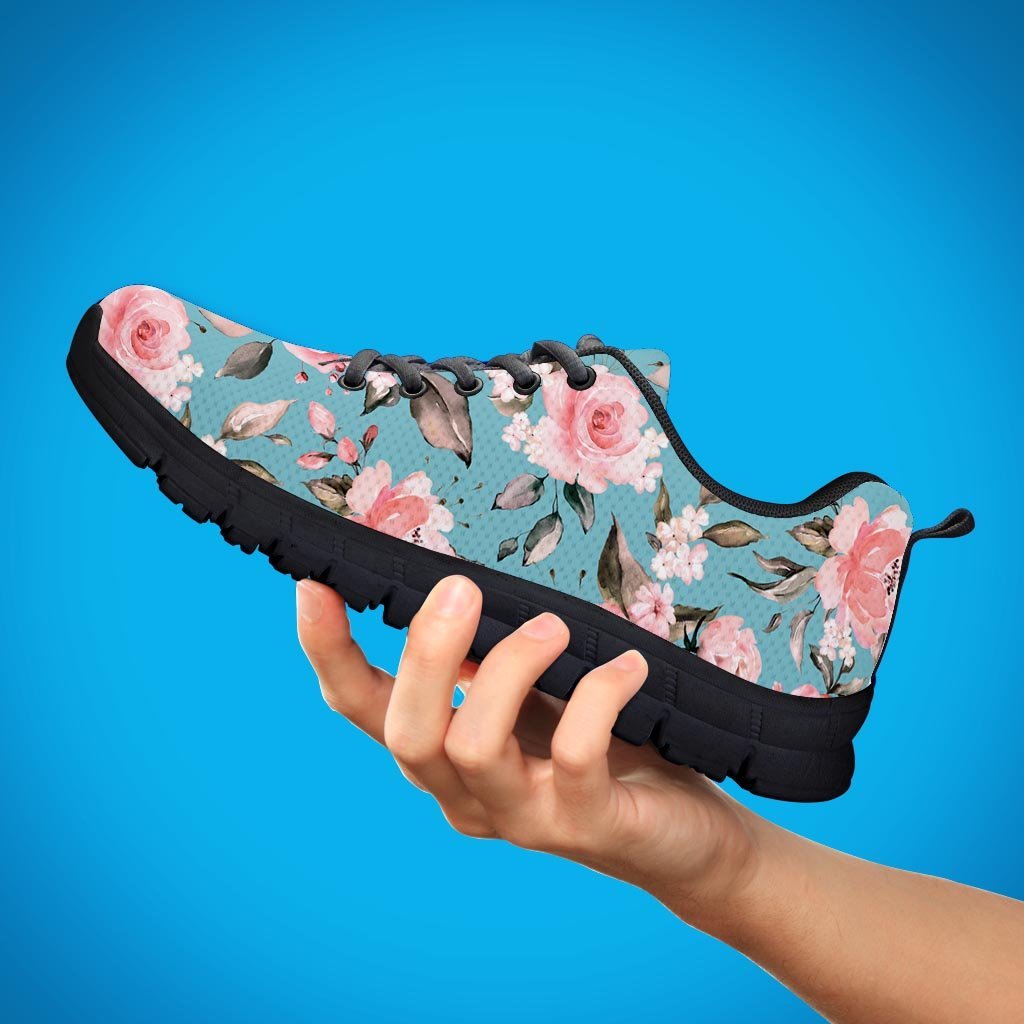 Pink Rose Flower Print Men's Sneakers-grizzshop