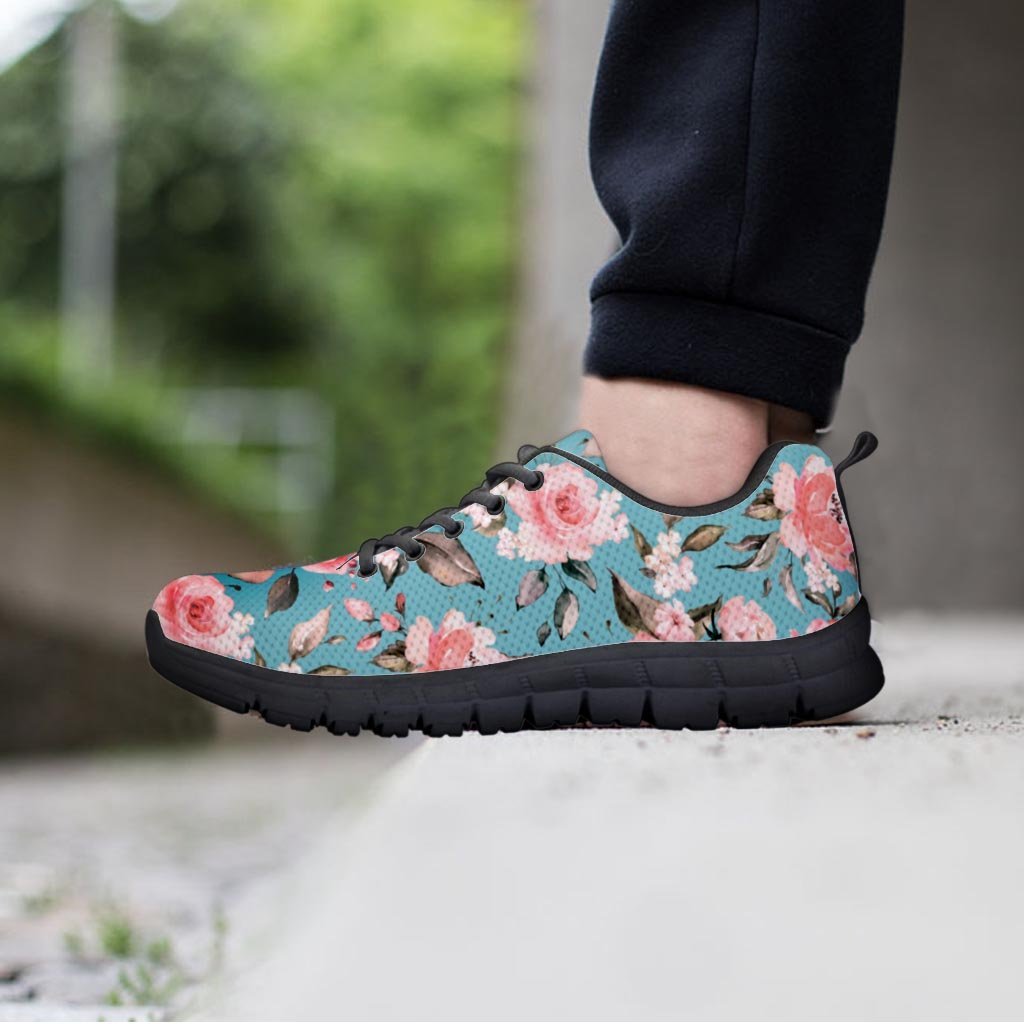 Pink Rose Flower Print Men's Sneakers-grizzshop