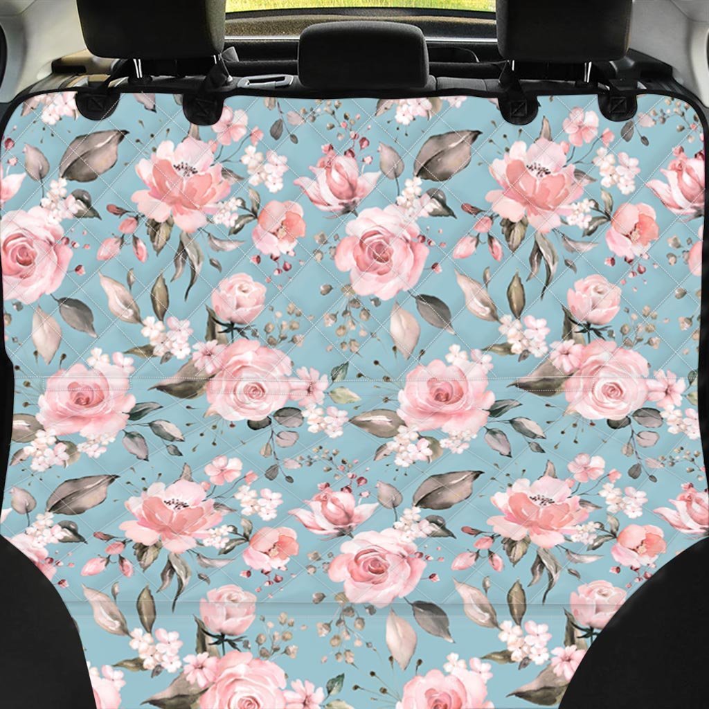 Pink Rose Flower Print Pet Car Seat Cover-grizzshop