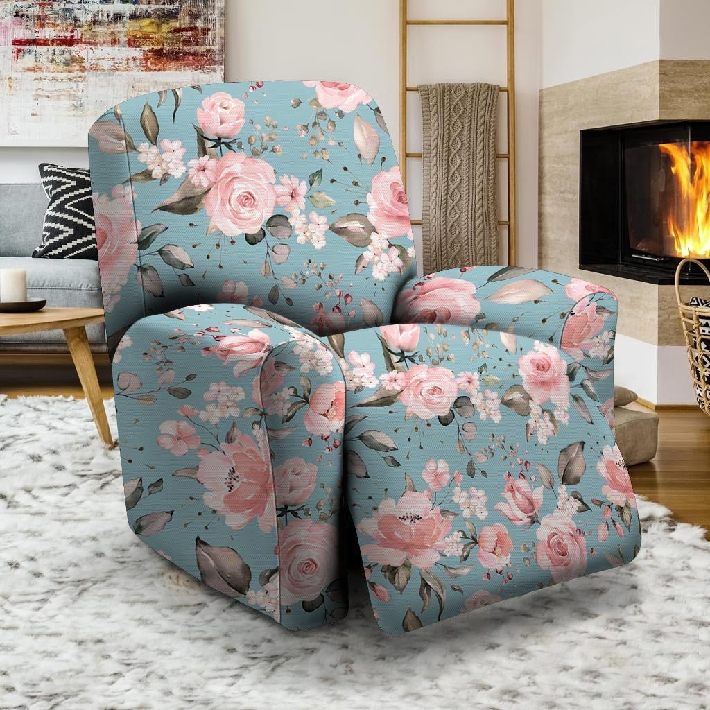 Pink Rose Flower Print Recliner Cover-grizzshop