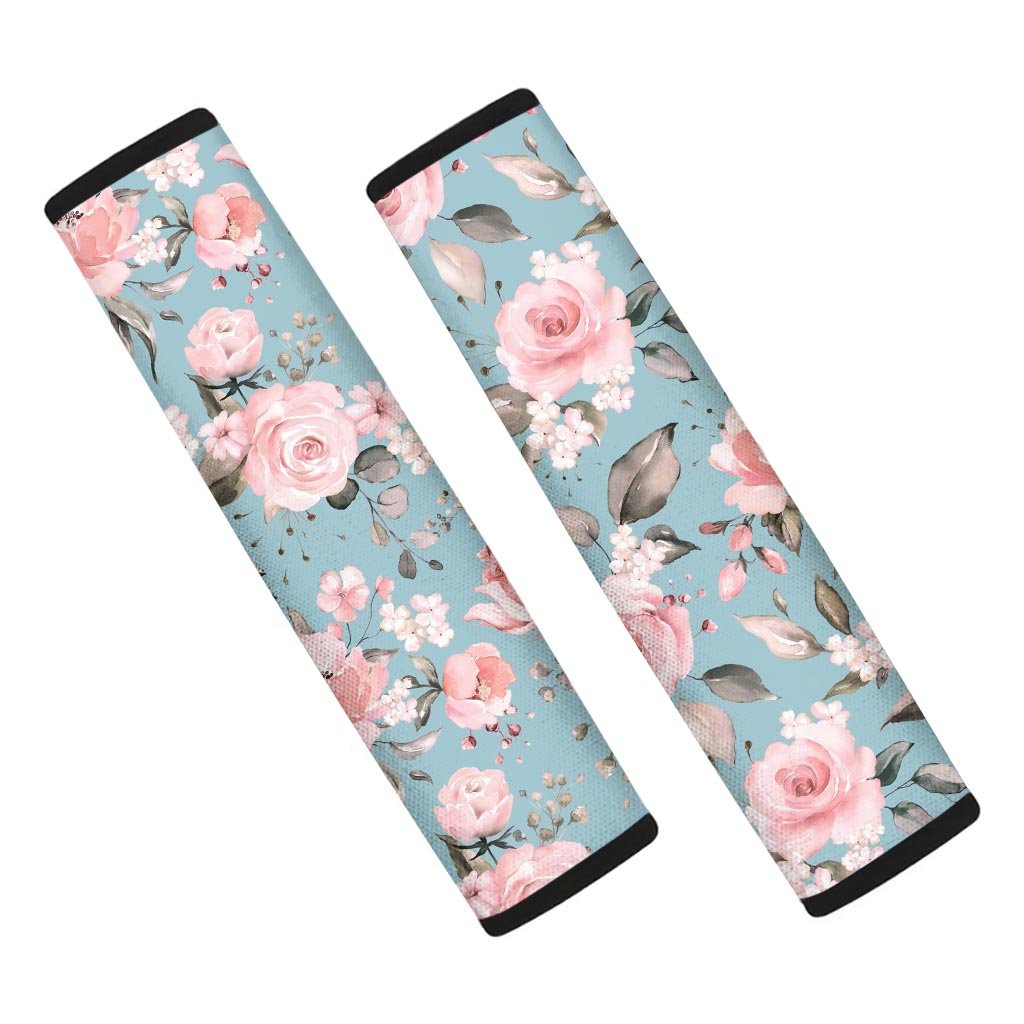 Pink Rose Flower Print Seat Belt Cover-grizzshop