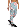 Pink Rose Flower Print Women's Joggers-grizzshop