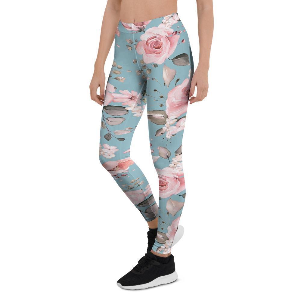 Pink Rose Flower Print Women's Leggings-grizzshop