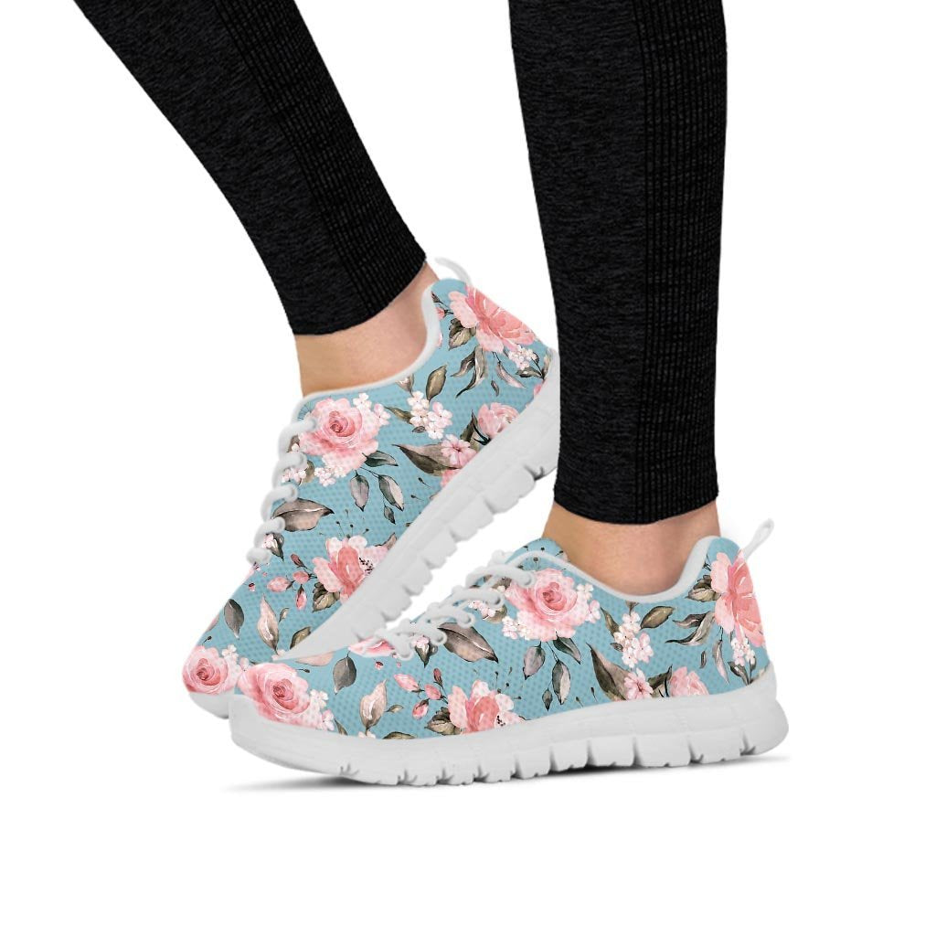 Pink Rose Flower Print Women's Sneakers-grizzshop