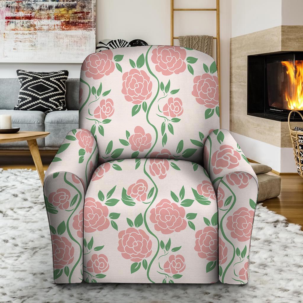 Pink Rose Flower Recliner Cover-grizzshop