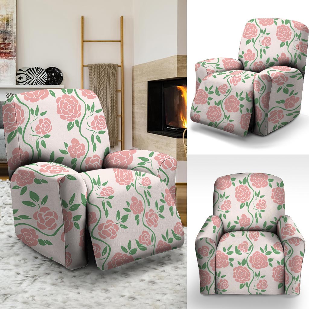 Pink Rose Flower Recliner Cover-grizzshop