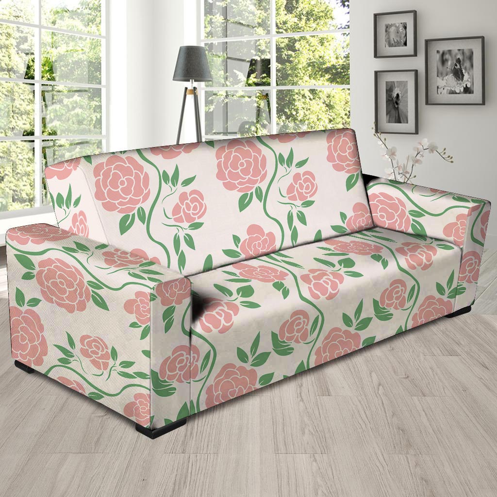 Pink Rose Flower Sofa Cover-grizzshop