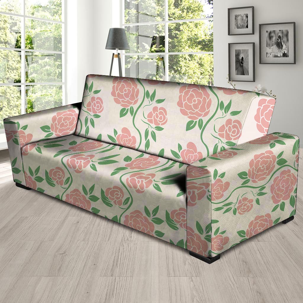 Pink Rose Flower Sofa Cover-grizzshop