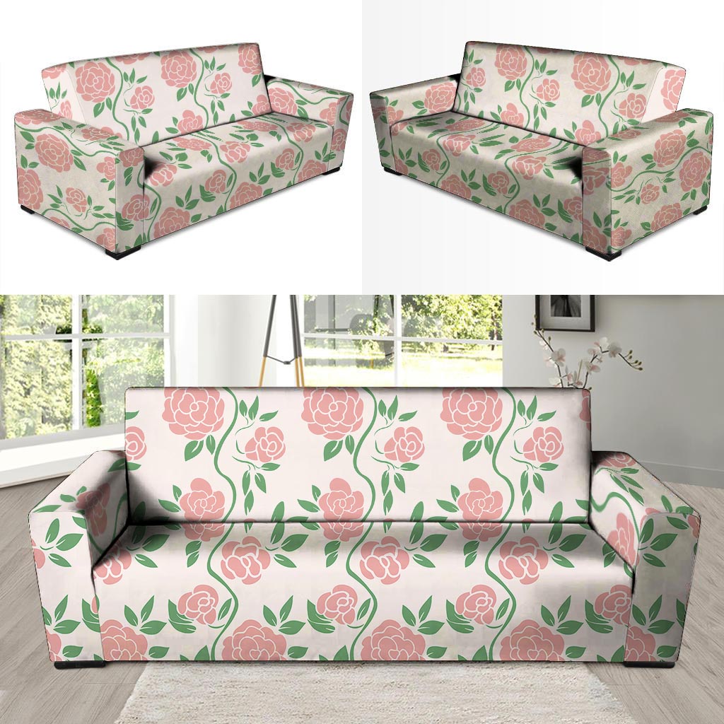 Pink Rose Flower Sofa Cover-grizzshop