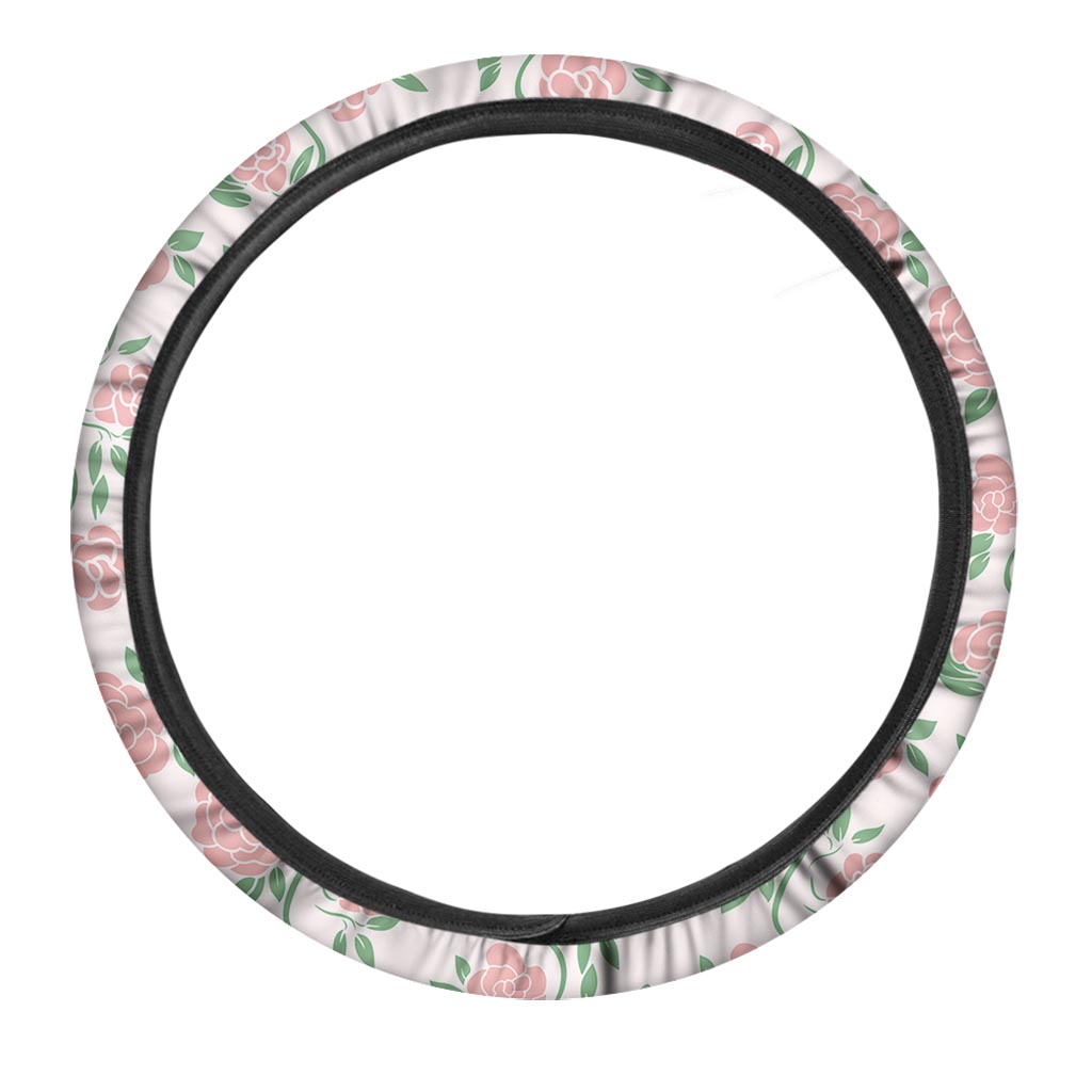 Pink Rose Flower Steering Wheel Cover-grizzshop