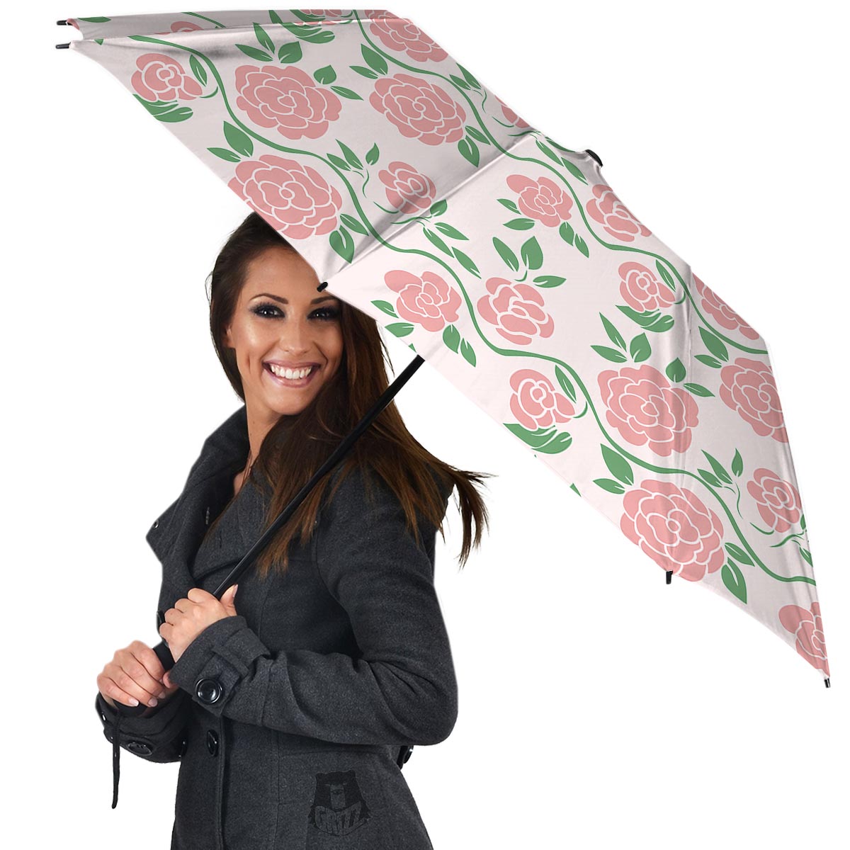 Pink Rose Flower Umbrella-grizzshop