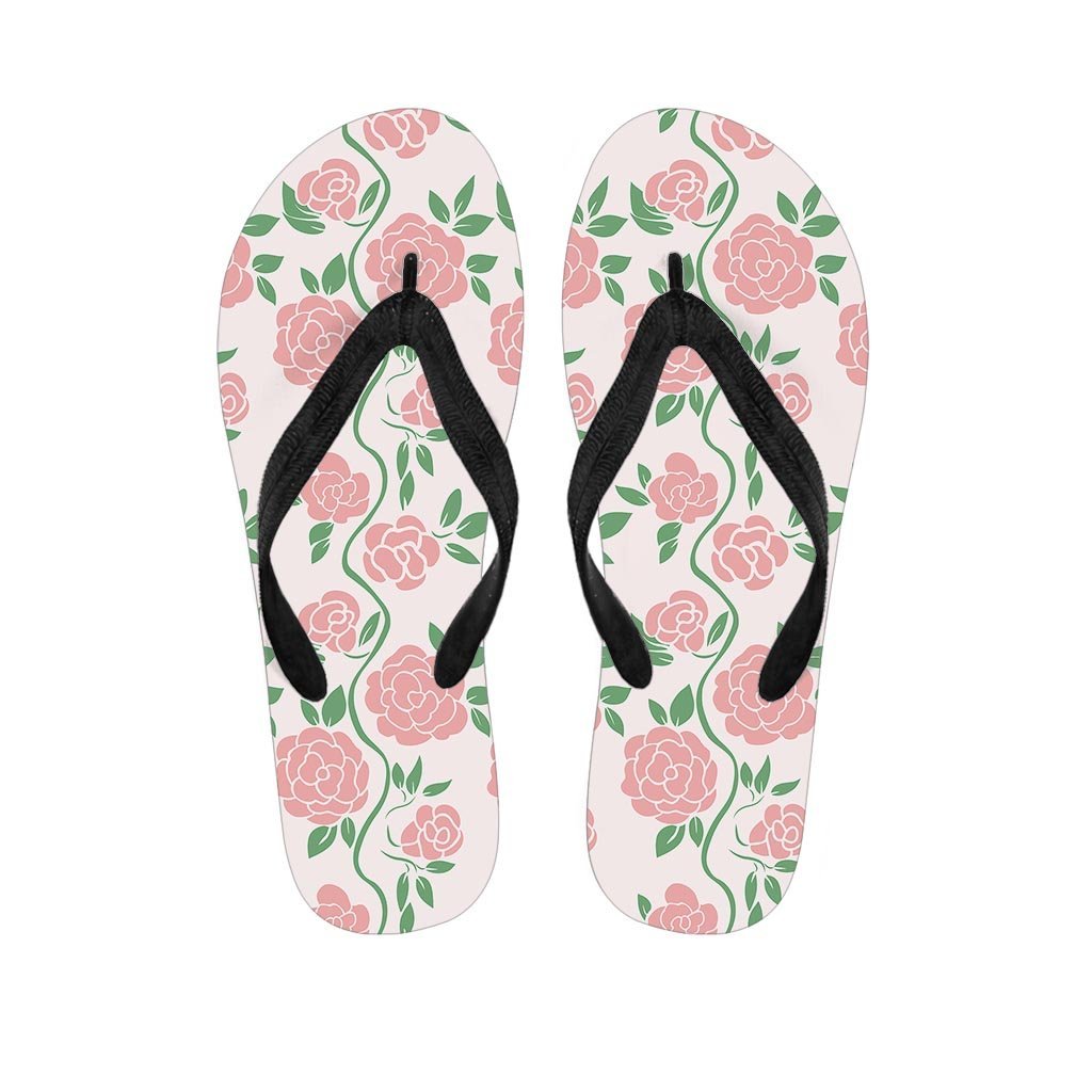 Pink Rose Flower Women's Flip Flops-grizzshop