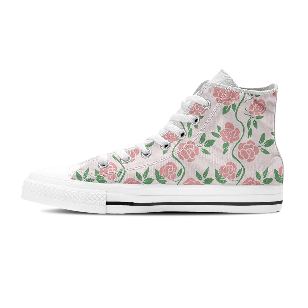 Pink Rose Flower Women's High Top Shoes-grizzshop
