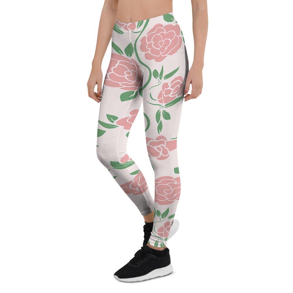 Pink Rose Flower Women's Leggings-grizzshop