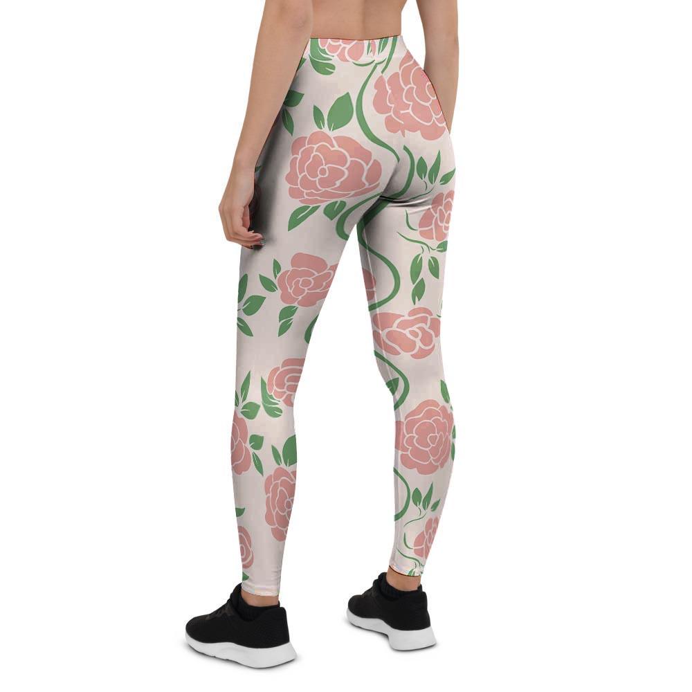 Pink Rose Flower Women's Leggings-grizzshop