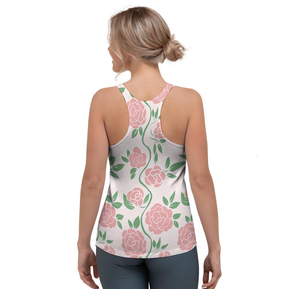 Pink Rose Flower Women's Racerback Tank Top-grizzshop
