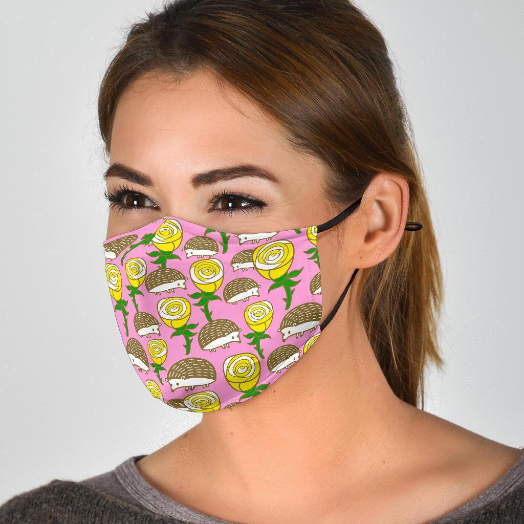 Pink Rose Hedgehogs Face Mask-grizzshop