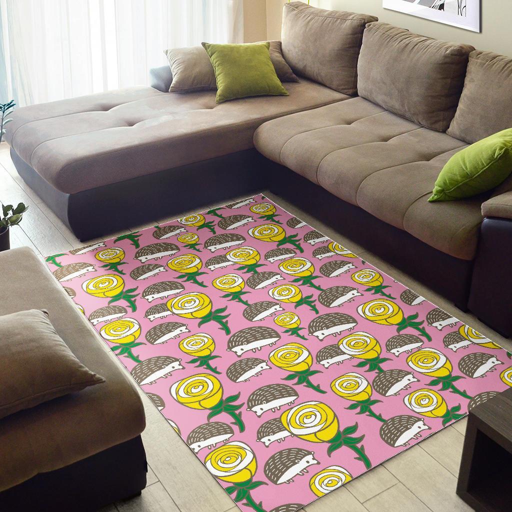 Pink Rose Hedgehogs Floor Mat-grizzshop