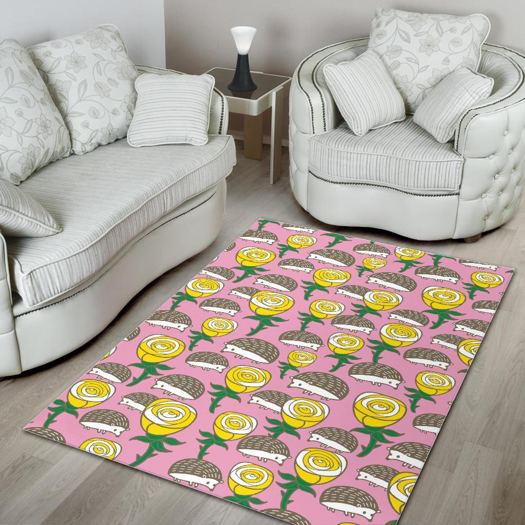 Pink Rose Hedgehogs Floor Mat-grizzshop