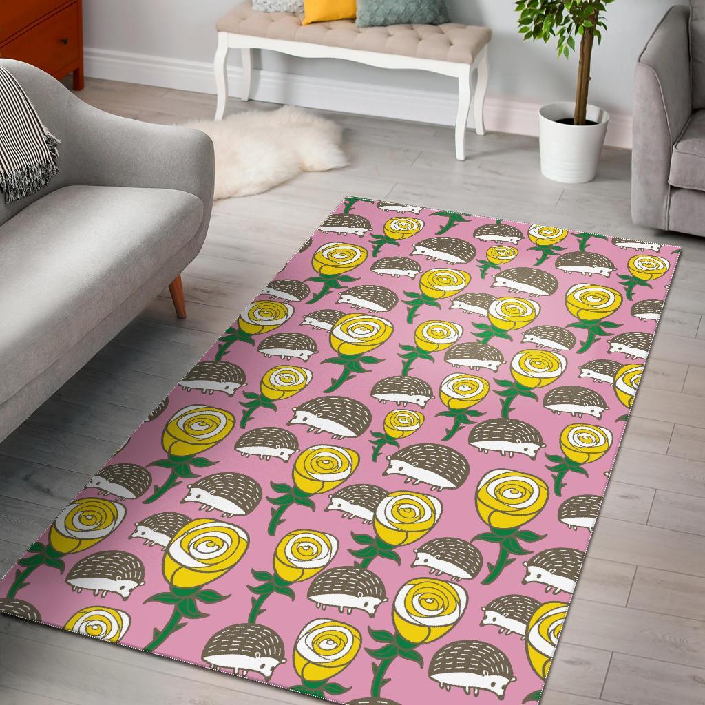 Pink Rose Hedgehogs Floor Mat-grizzshop