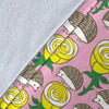 Pink Rose Hedgehogs Pattern Print Blanket-grizzshop
