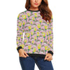 Pink Rose Hedgehogs Pattern Print Women Crewneck Sweatshirt-grizzshop