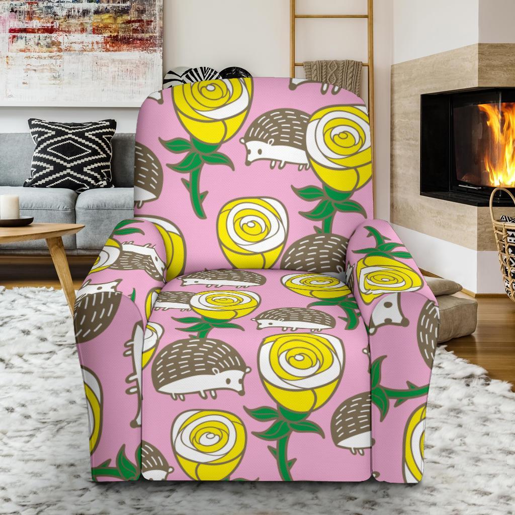 Pink Rose Hedgehogs Recliner Cover-grizzshop