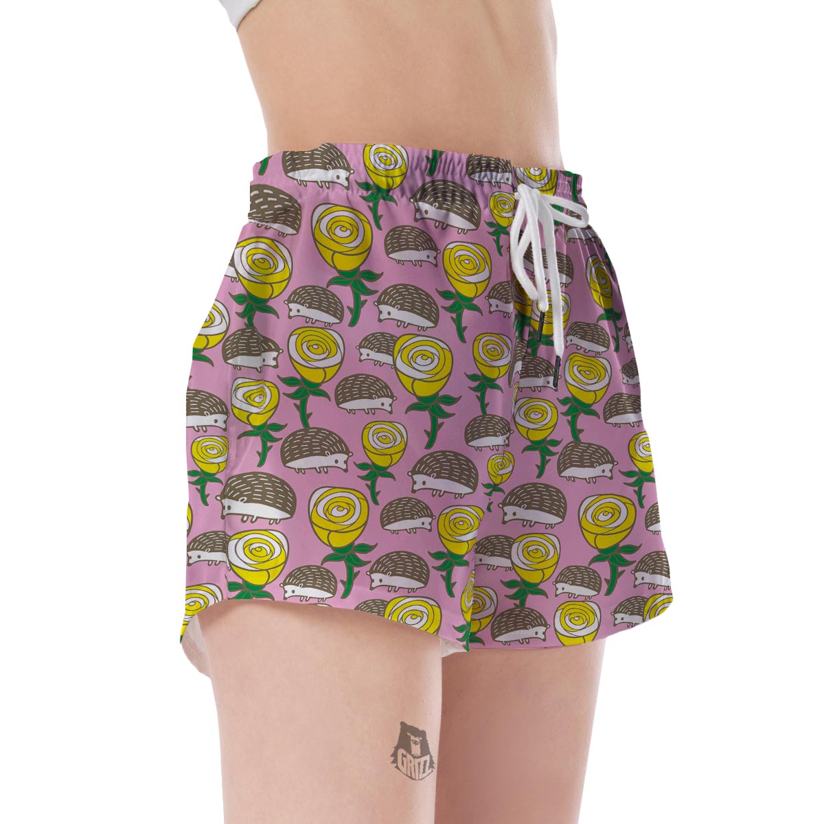 Pink Rose Hedgehogs Women's Shorts-grizzshop