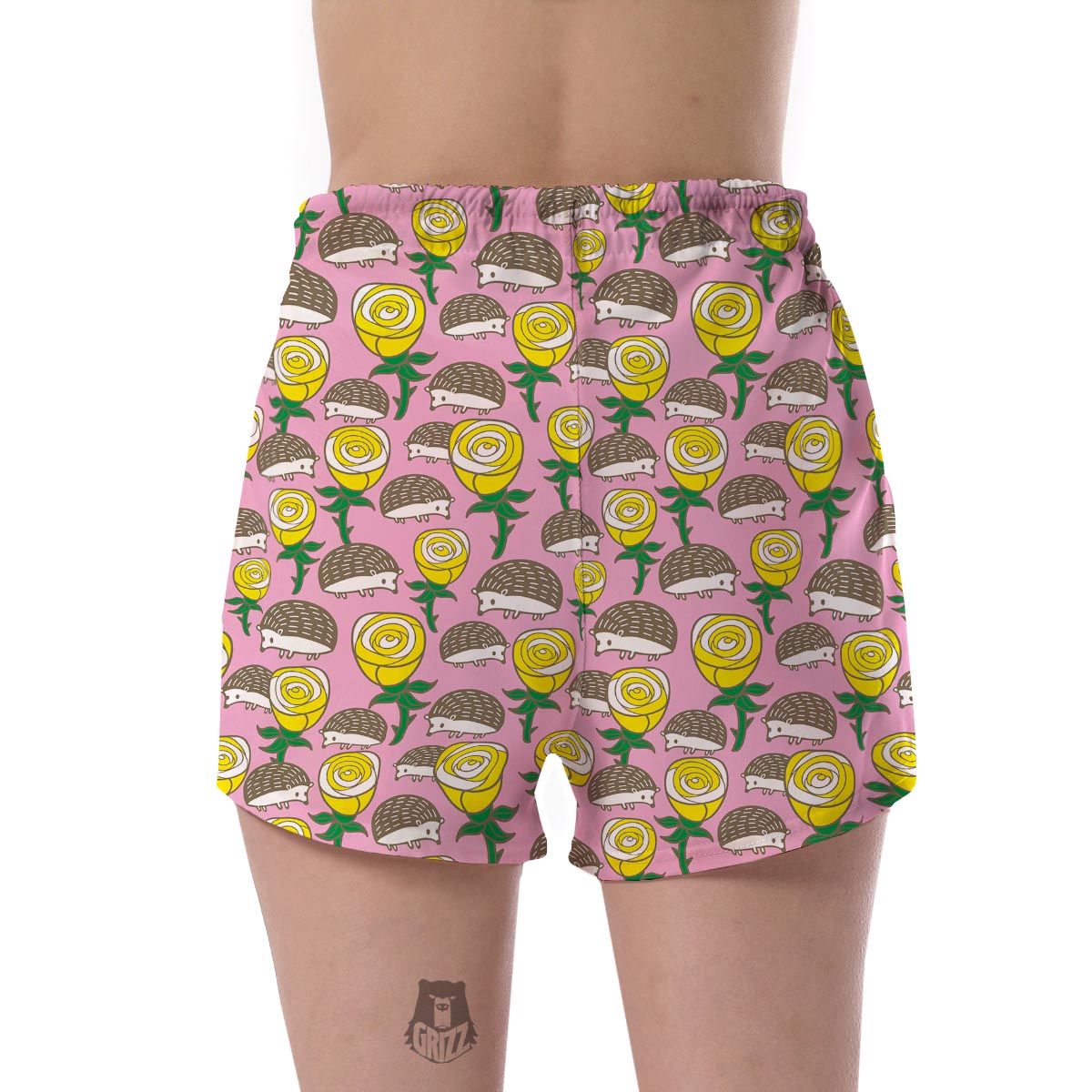 Pink Rose Hedgehogs Women's Shorts-grizzshop