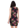 Pink Rose Print Bodycon Dress-grizzshop